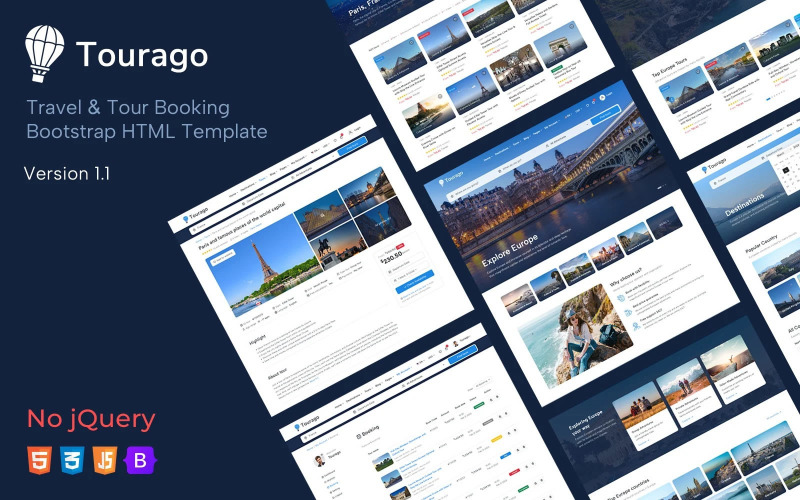 Tourago -用于预订旅游和短途旅行的Bootstrap html模板