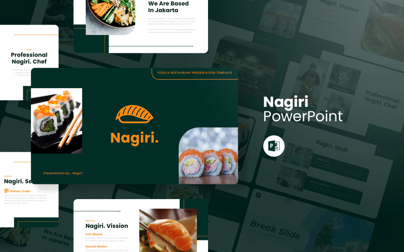 Nagiri - PowerPoint-mall för presentation av mat och restaurang