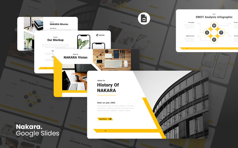 Nakara - Google Slides-Vorlage für Unternehmensprofile