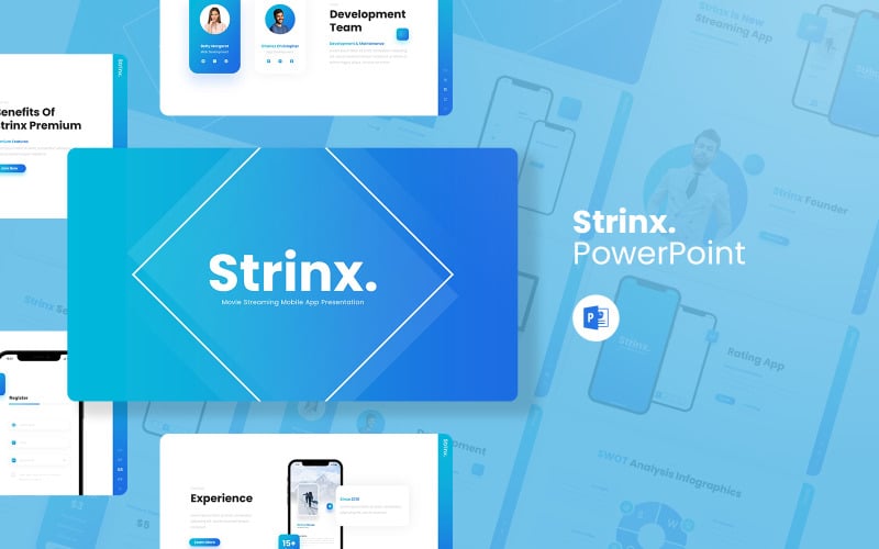Strinx -电影流媒体移动应用程序的PowerPoint模板