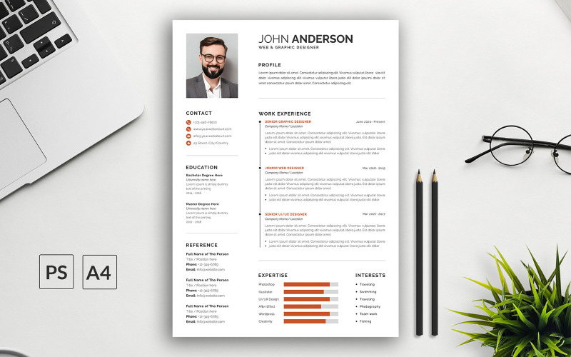 Professioneel 2 pagina's cv/cv-template