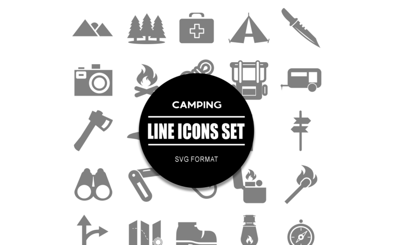 Camping Icon Bundel Set Natuur Outdoor Pictogrammen