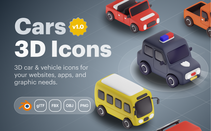 Carly - Ensemble d'icônes 3D de voiture et de véhicule