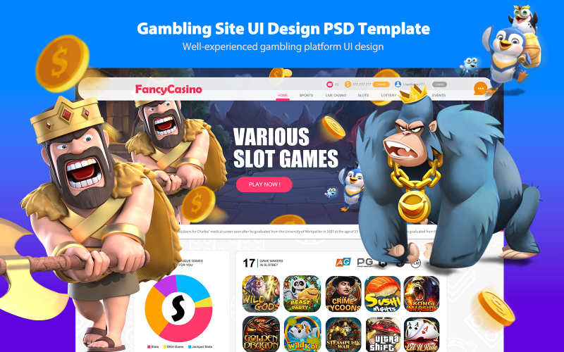 Modello PSD di progettazione dell'interfaccia utente del sito di gioco d'azzardo