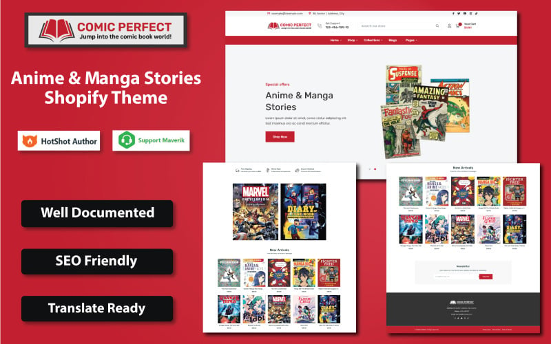 Comic Perfect - Tema multifuncional do Shopify para histórias de anime e 漫画