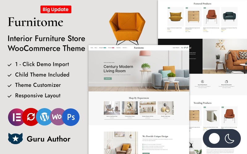 Furnitome - Адаптивная тема Elementor WooCommerce для интерьера и домашнего декора