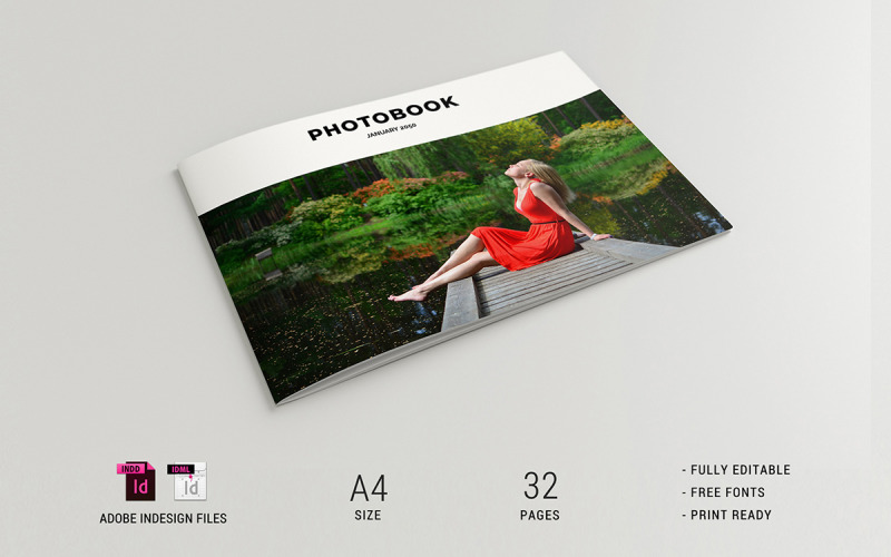 Fotobuch-Magazin-Vorlage (32 Seiten, A4-Format)