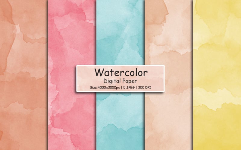 Pastel Watercolor Digital Paper Background Colorful Paint Splatter