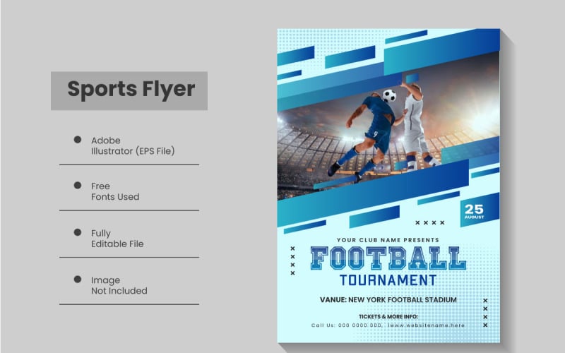 Conception de mise en page d'affiche de tournoi de championnat de football, modèle de Flyer d'événement sportif