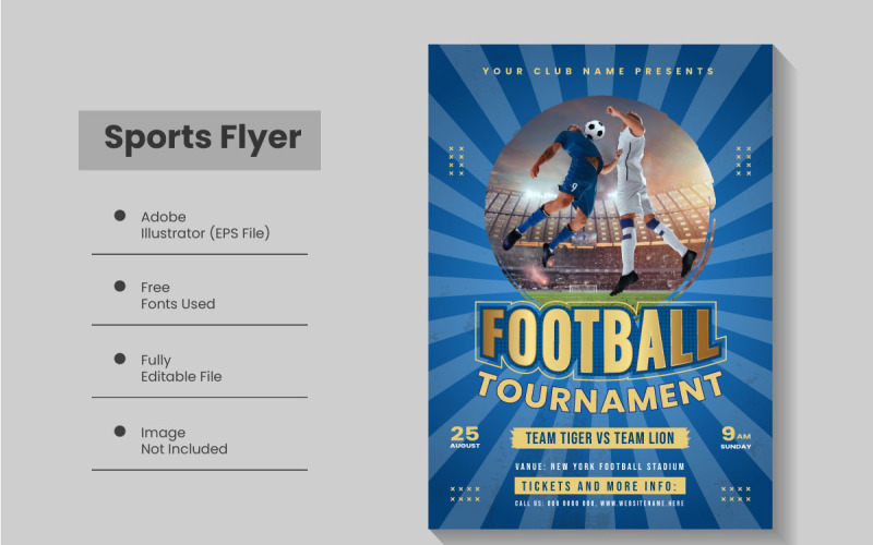足球锦标赛海报设计和足球运动事件传单模板