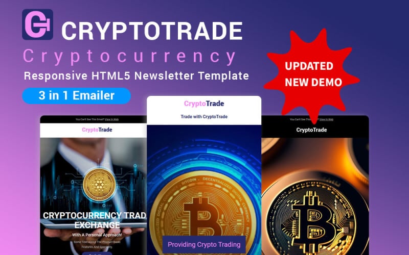 CryptoTrade – Адаптивний шаблон інформаційного бюлетеня HTML5 щодо криптовалюти