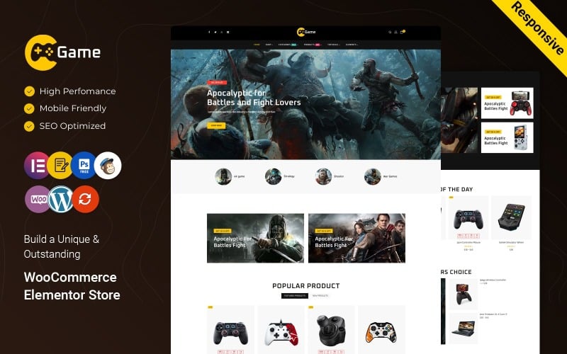 Gamestore - Çevrimiçi Oyun Elementor WooCommerce Teması