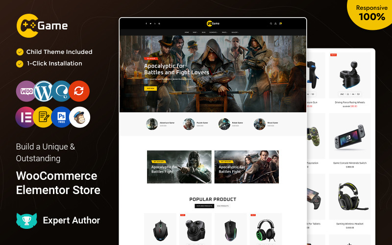 Gamestore - Onlinespel Elementor WooCommerce Theme