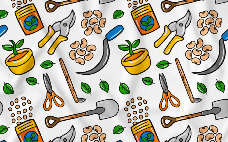 Landwirtschaft Kawaii Doodle Seamless Pattern 01