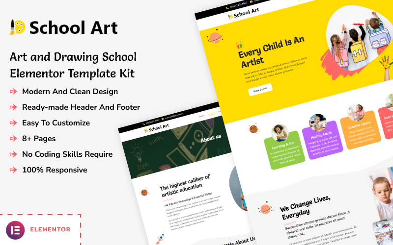 School Art - Kunst- und Zeichenschule Elementor Template Kit