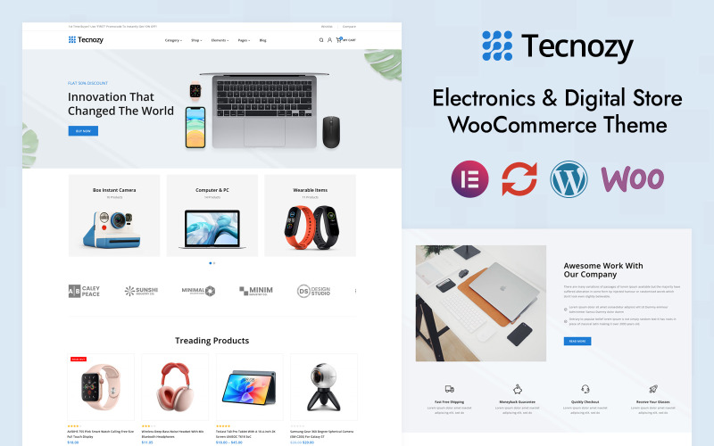 Tecnozy电子产品商店Elementor适应性主题WooCommerce