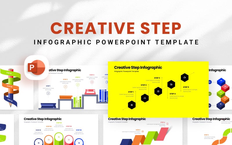 Kreatív lépés Infographic PowerPoint sablon