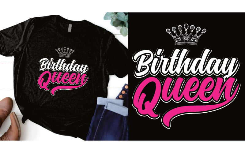 Disegno della regina di compleanno per la maglietta
