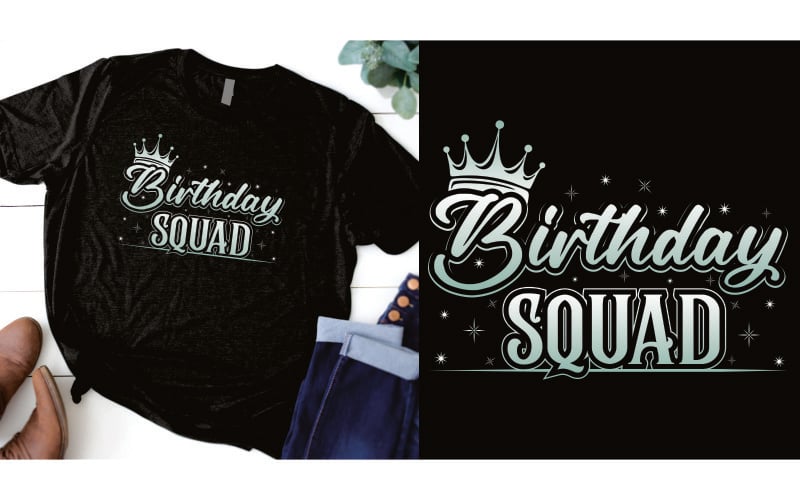 Escuadrón de cumpleaños con diseño de camiseta de corona.