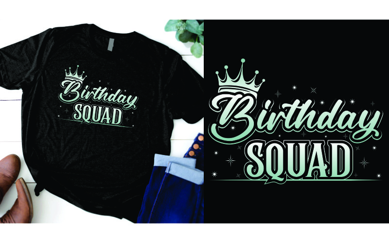Esquadrão de aniversário com design de camiseta de coroa