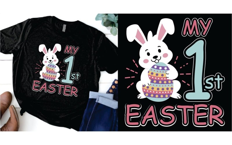 这是我的第一个复活节可爱的兔子和鸡蛋T恤