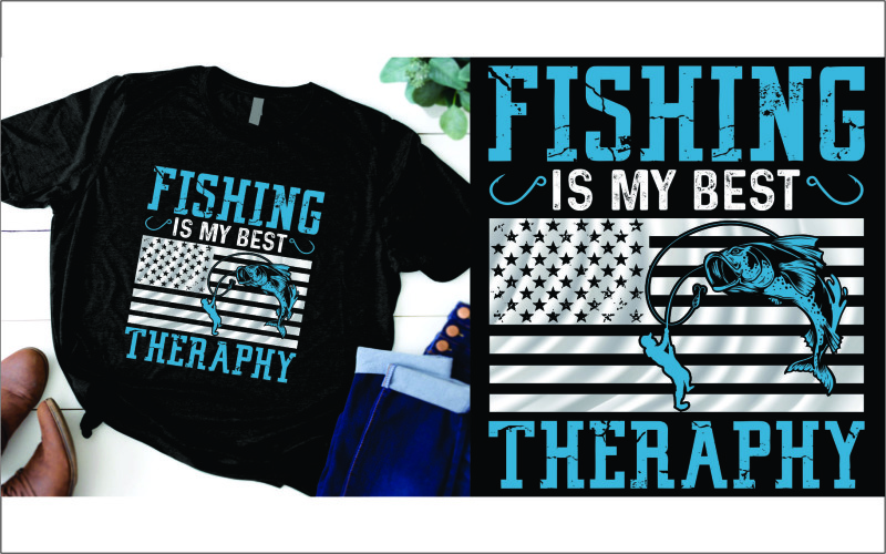 Balık tutmak benim en iyi terapi tişörtüm