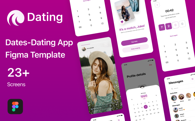 Figma Dating UI Kit para aplicativo móvel