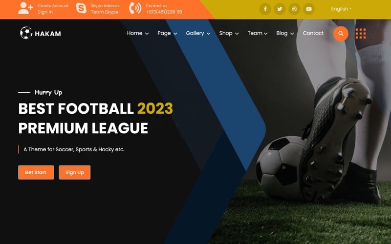 Hakam – Šablona webu pro fotbalový klub a sport