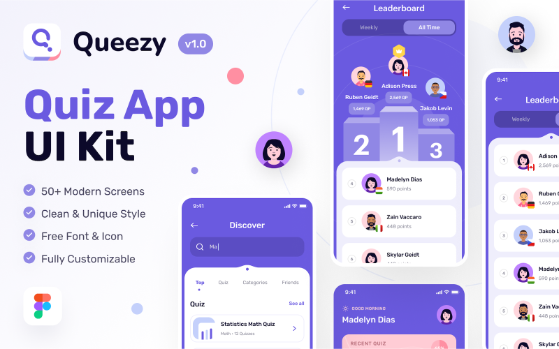 Queezy—Quiz应用程序的革命性用户界面套件