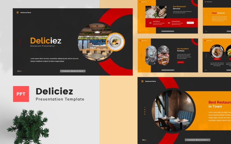 Deliciez — Ресторан Шаблон Powerpoint