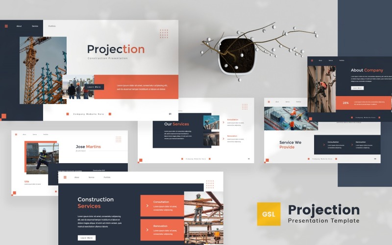 Projectie - Constructie Google Slides-sjabloon