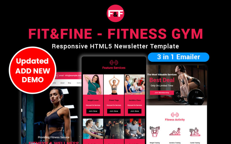 Fit&Fine - Modèle de newsletter HTML5 réactif pour salle de fitness