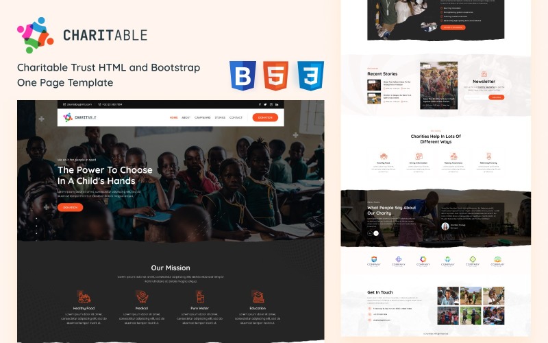 Charitable- NGO e Charity Trust Services HTML Bootstrap Template