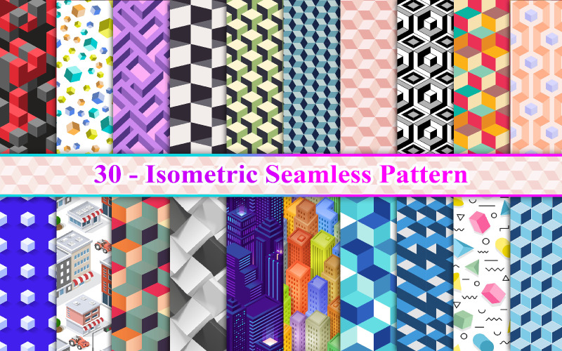 Isometrisch naadloos patroon, geometrisch naadloos patroon, 3D-patroon