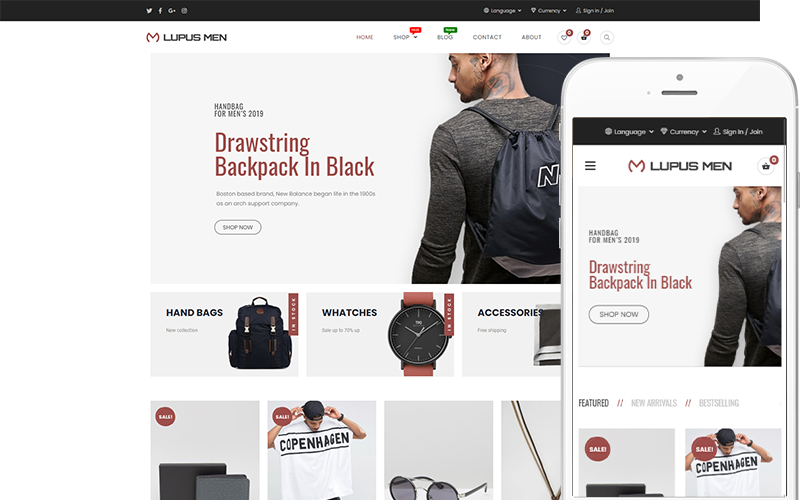 Lupus Men - Sauberes, minimalistisches Theme WooCommerce Theme