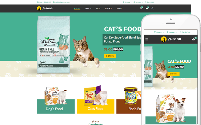 Cibo per animali domestici - Tema creativo per animali domestici e veterinari Tema WooCommerce