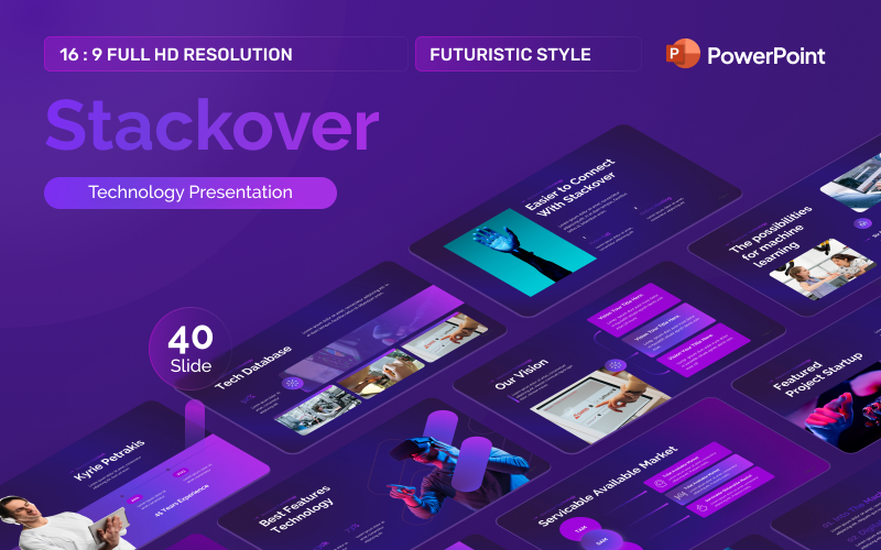 Modello di PowerPoint per la tecnologia creativa Stackover