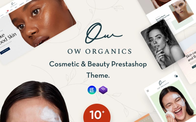 Organic Elementor - Kosmetika, spa & skönhetsvård Prestashop-tema