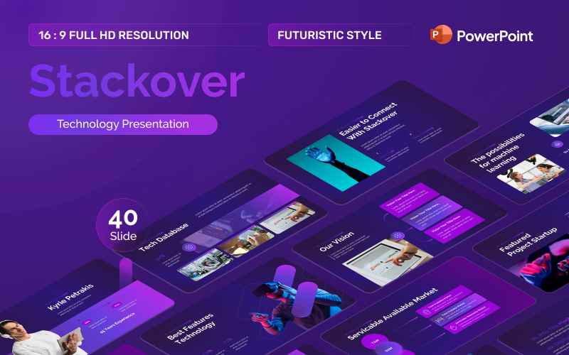 Plantilla de PowerPoint - tecnología creativa Stackover