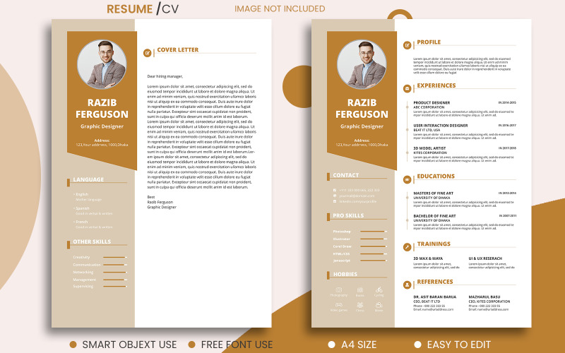 Professioneel en modern 2 pagina's cv/cv-template