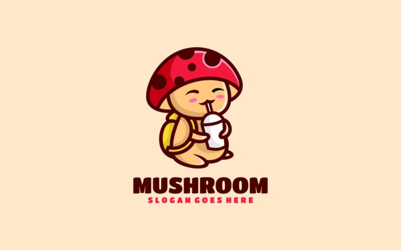蘑菇吉祥物卡通标志风格