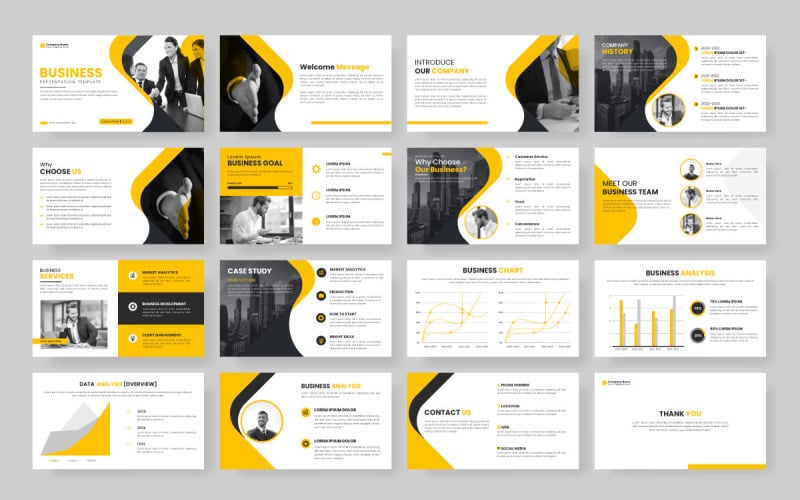 Modèle de diapositives de présentation d'entreprise vectorielle, conception de modèle d'entreprise minimaliste
