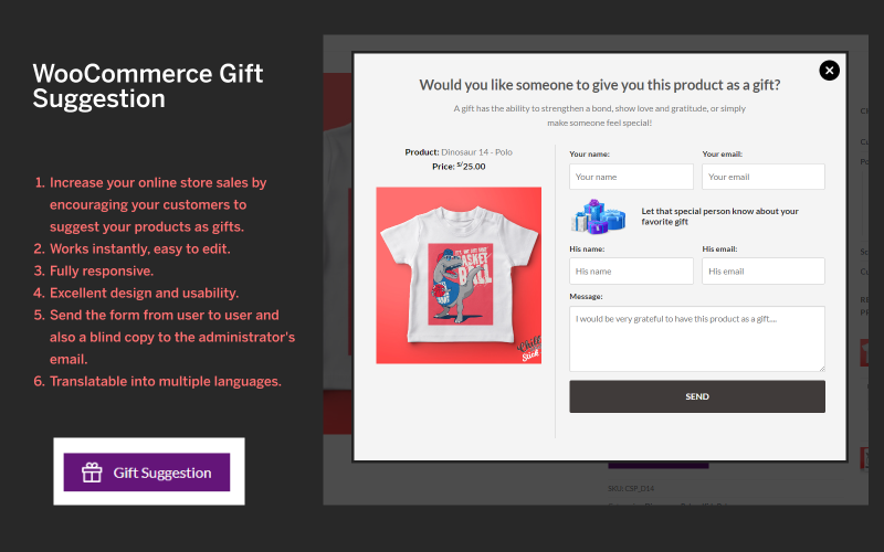 WooCommerce Gift Suggestion WordPress beépülő modul