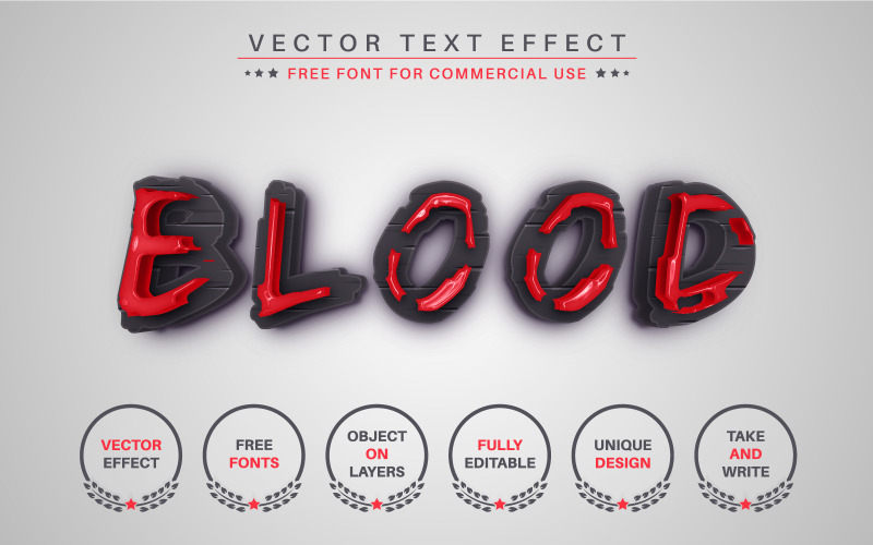 Blood - Editable Text Effect, Font Style 2