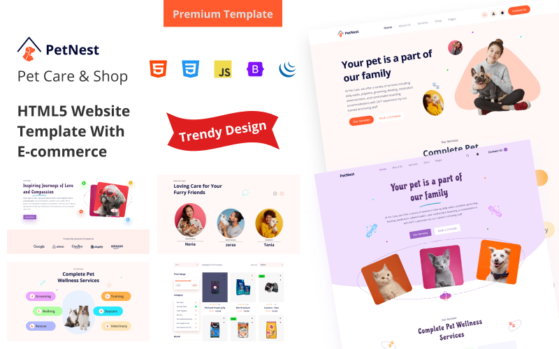 Modèle de site Web HTML Petnest eCommerce