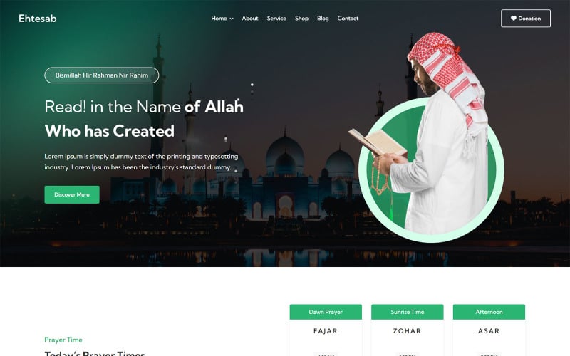 Ehtesab -伊斯兰中心和清真寺的HTML模型