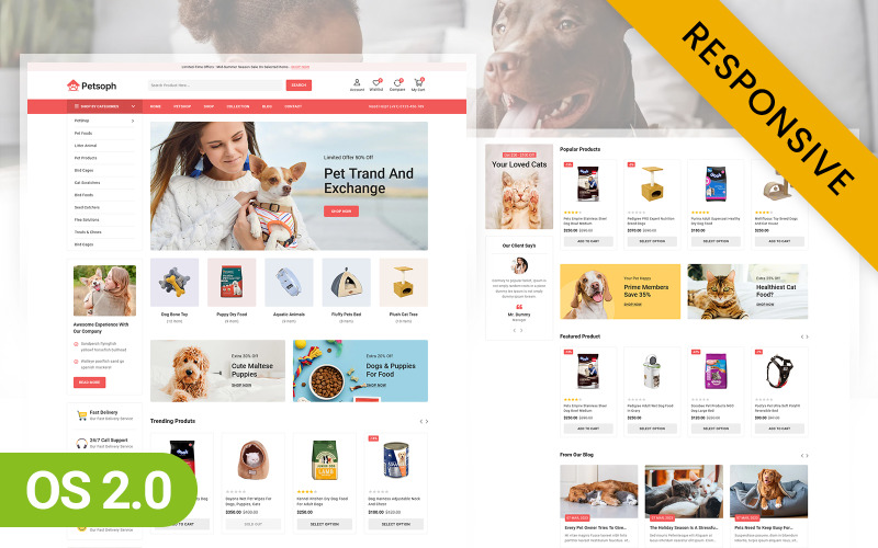 Petsoph - Geschäft für Tiernahrung und -zubehör Shopify 2.0 Responsive Theme