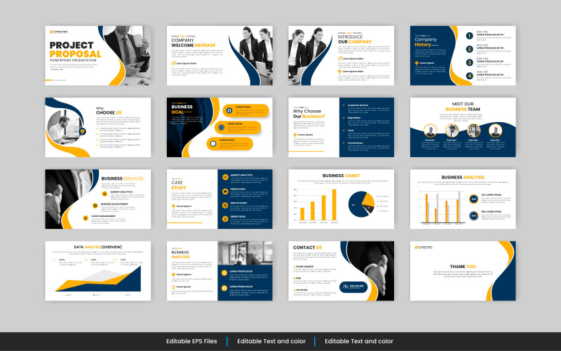 Modèle de diapositive de présentation powerpoint du rapport annuel et proposition commerciale ou brochure