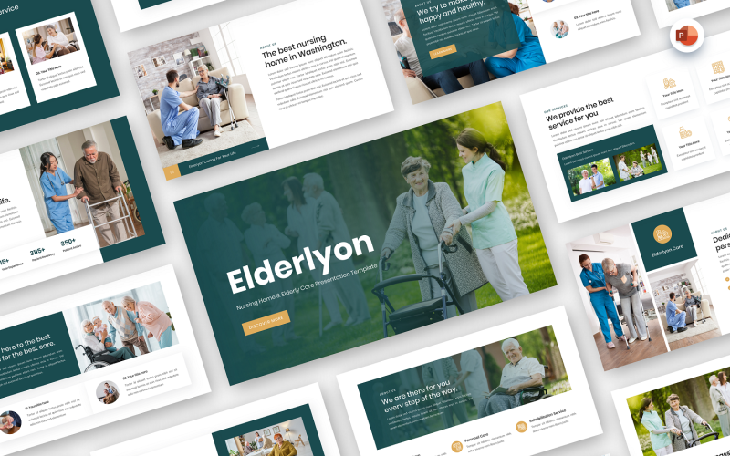 Elderlyon - Будинок престарілих і догляд за людьми похилого віку Шаблон PowerPoint