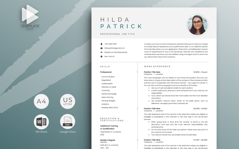 Moderna CV-mall Hilda Patrick